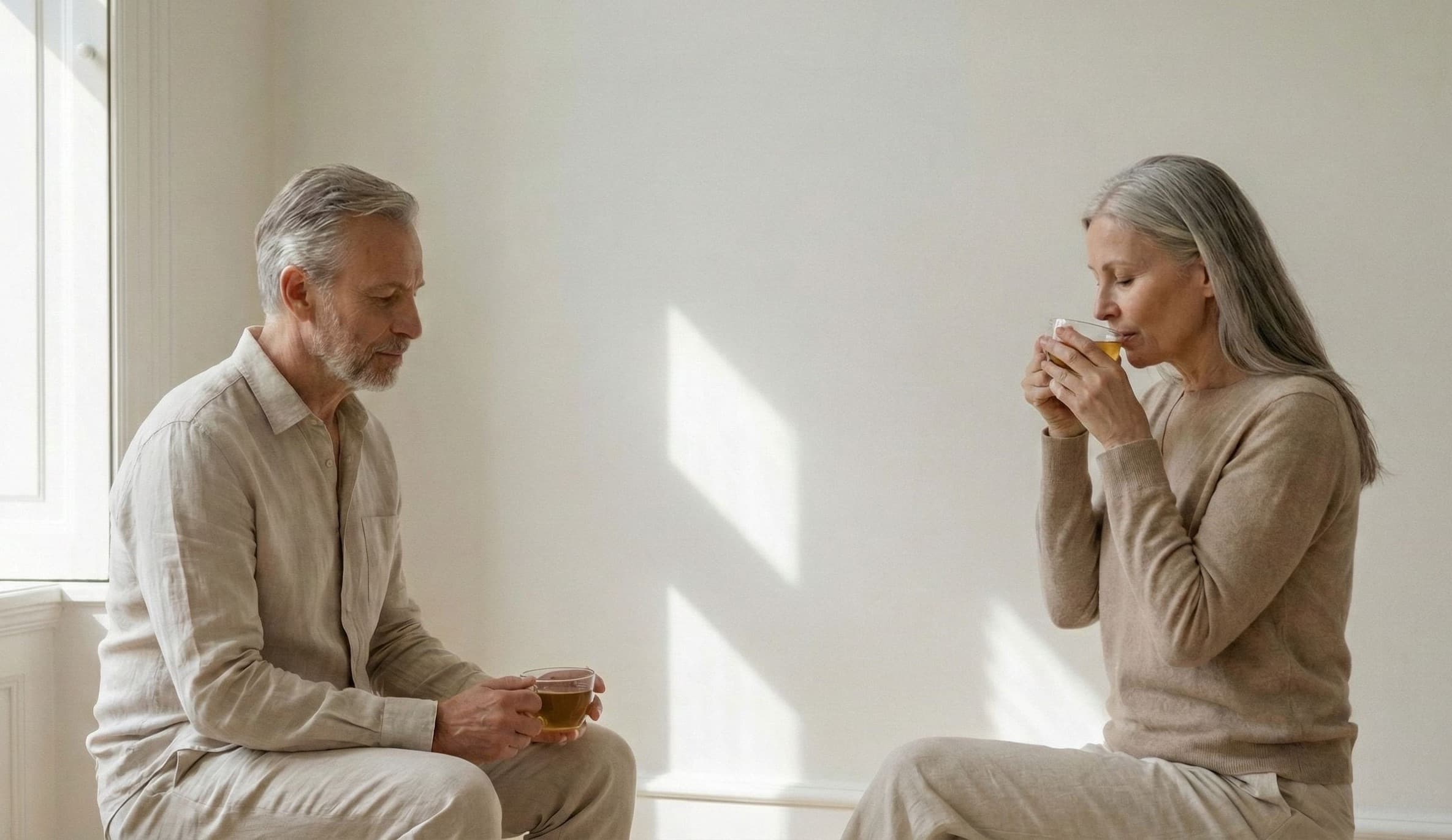 Imagem hero 4: paciente em ambiente de bem-estar premium, luz natural e minimalismo